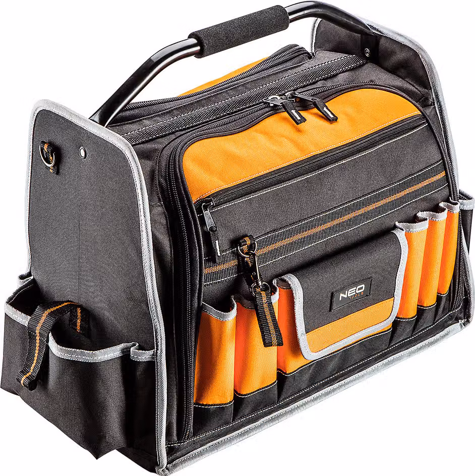 NEO TOOLS Borsa porta attrezzi - Borsa porta attrezzi professionale - Borsa porta attrezzi per appassionati di bricolage e hobbisti - Dimensioni 49,5 x 38 x 27 cm
