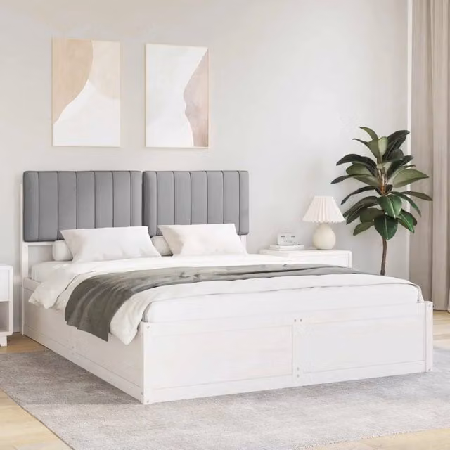 Letto con Testiera Rivestita Grigio chiaro 150 x 200 cm 3398228