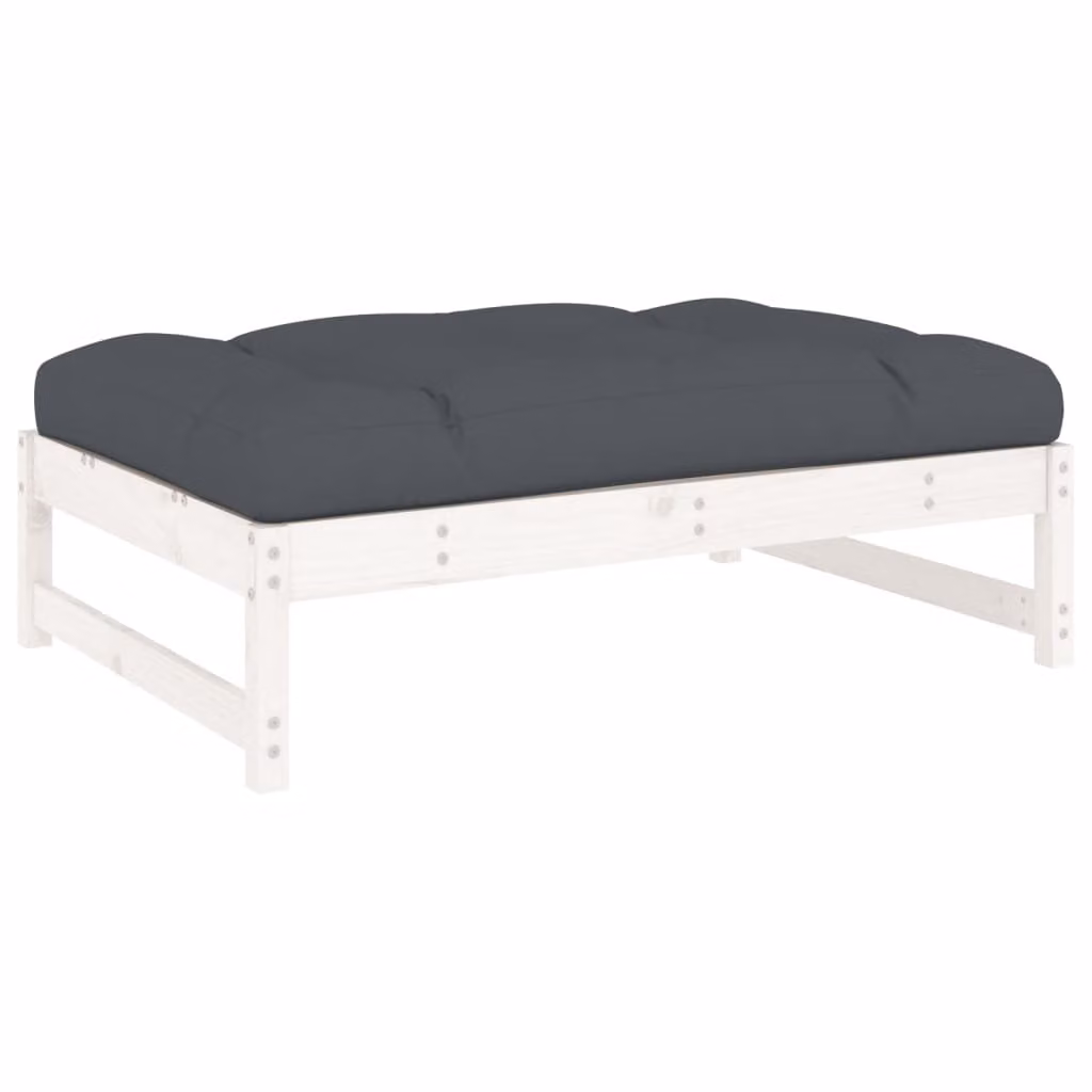 Set Divani da Giardino 6pz con Cuscini in Legno Massello Bianco