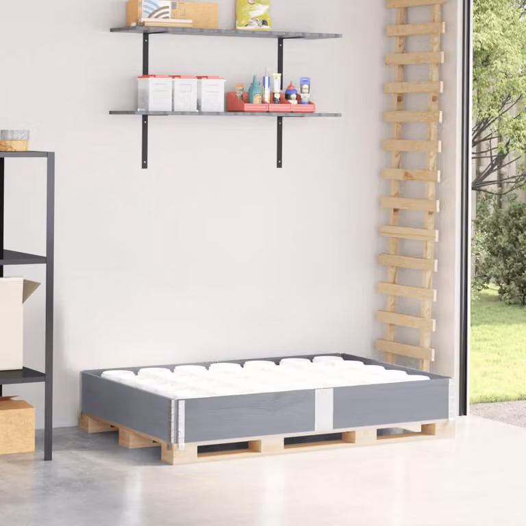 Parete per pallet vidaXL in legno massello di pino, colore grigio, L: 150 cm, H: 100 cm