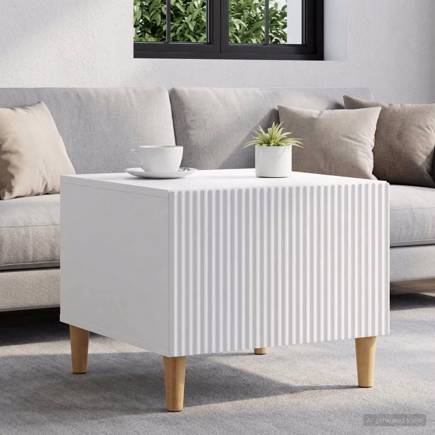 vidaXL Tavolino da salotto moderno in legno bianco L: 49 cm, P: 50 cm, H: 40 cm