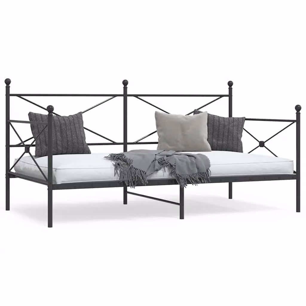 vidaXL Letto contenitore con base a sollevamento in metallo nero L/P/H: 100 x 200 x 105,5 cm