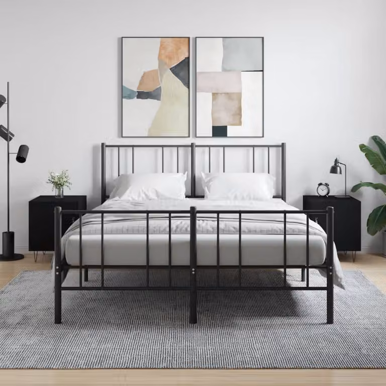 Set di 2 comodini vidaXL neri in legno multistrato per camera da letto L/P/H: 40 x 40 x 50 cm
