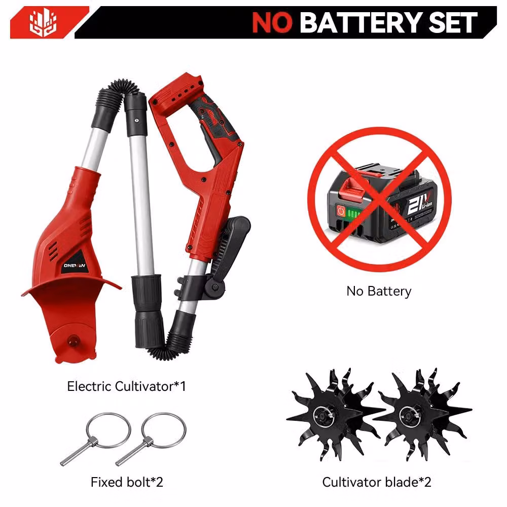Fresatrice elettrica da giardino - Coltivatore a batteria - 1600 W - Motore brushless - Pieghevole - Compatibile con batterie da 18 V - Batteria non inclusa