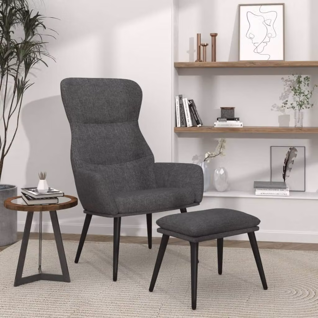 Maison Exclusive - Poltrona relax con poggiapiedi in tessuto grigio scuro