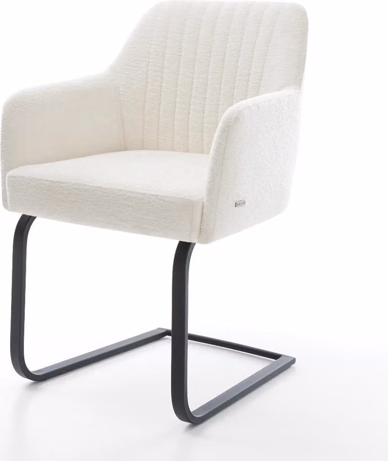 DELIFE sedia a sbalzo Greg-Flex Bouclé Soft Beige sedia a sbalzo piatta Black pocket spring core