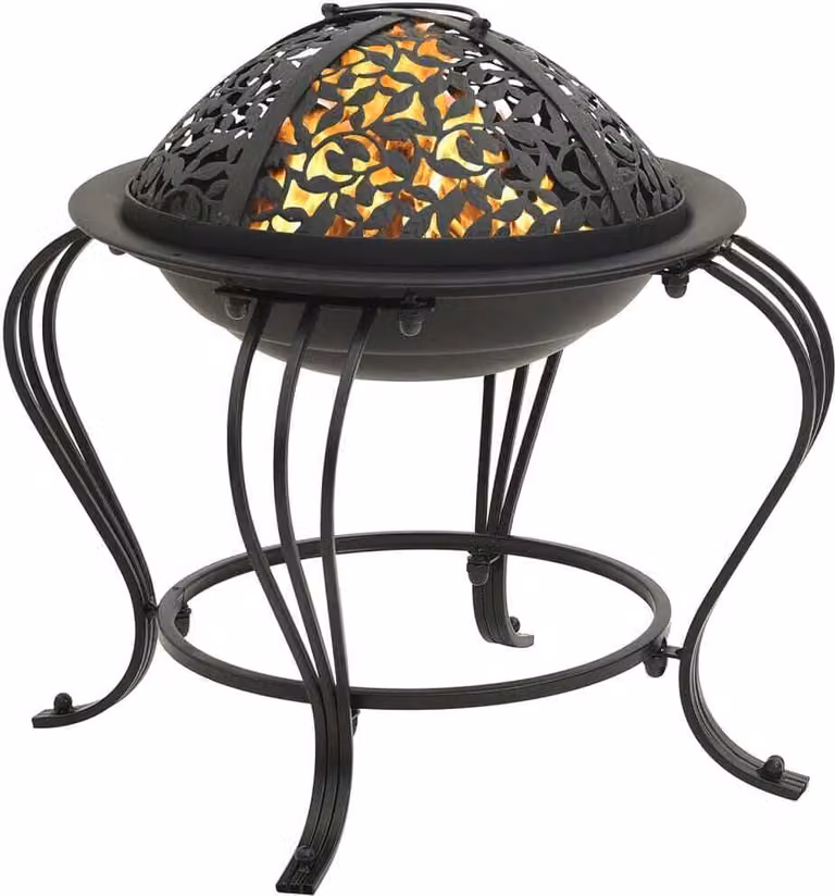 vidaXL Ciotola da fuoco con attizzatoio 49 cm acciaio