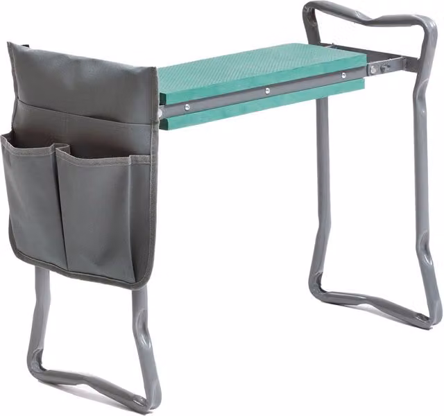 Panca Pieghevole con Borsa per Attrezzi da Giardinaggio Innovagoods, Grigio e Verde, L 60 cm x P 49 cm x H 27,5 cm