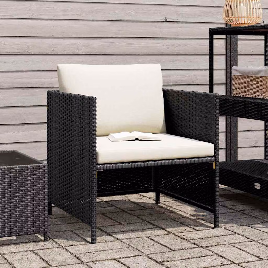 vidaXL Poltrona da Giardino con Cuscini in Polyrattan Nero
