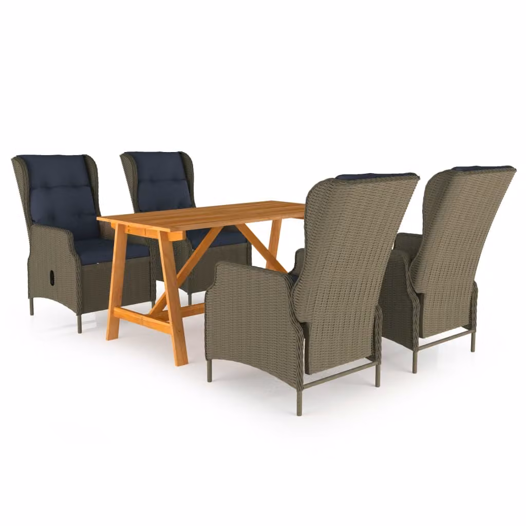 Maison Exclusive - Set da pranzo da giardino a 5 pezzi, marrone