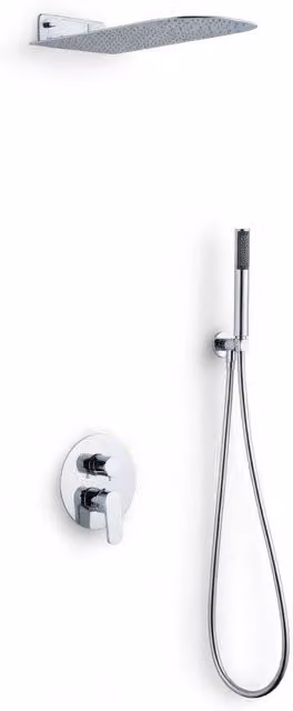 Set doccia completo OSAKA SY-1017C con incasso, soffione rain e doccetta, finitura cromata in acciaio inossidabile