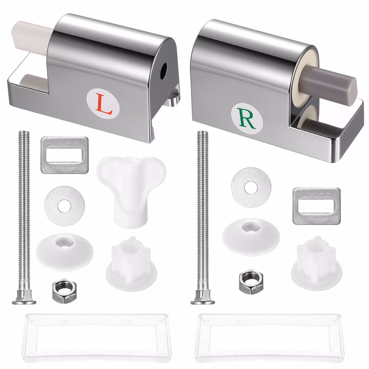 2 set di fissaggi universali per sedile del WC, cerniere per sedile del WC con sistema di chiusura rallentata (soft-close)