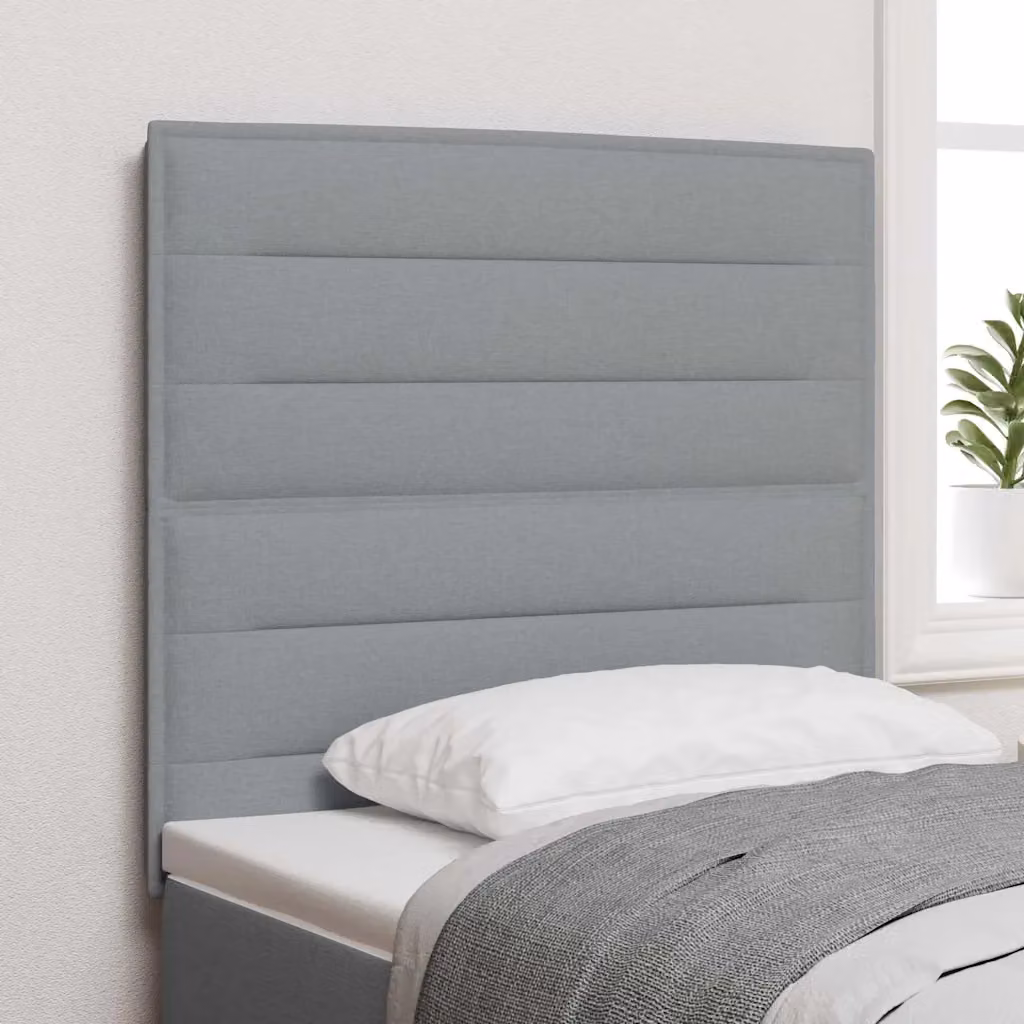 Testiera per letto moderna vidaXL in tessuto grigio con struttura in legno di pino