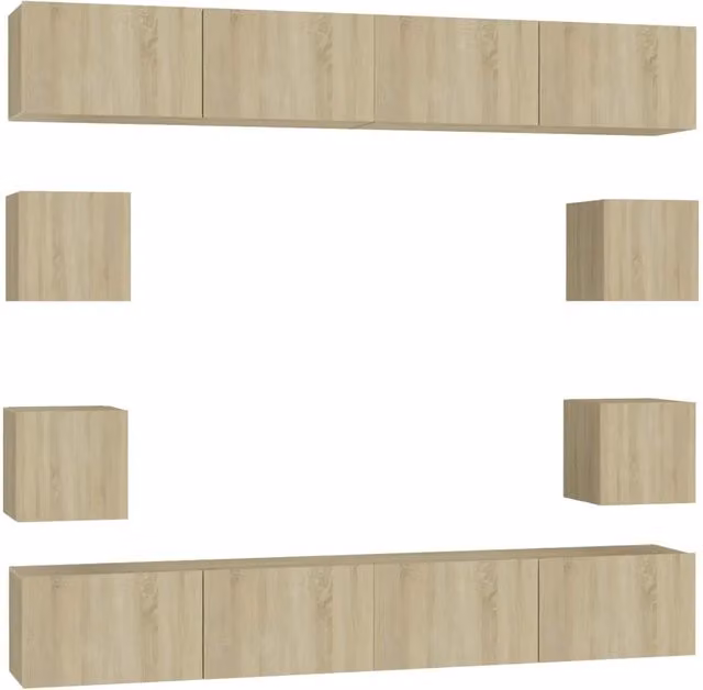 Set di Mobili Porta TV 8 pz | Armadietto TV | Mobile Porta TV Rovere Sonoma in Legno Multistrato