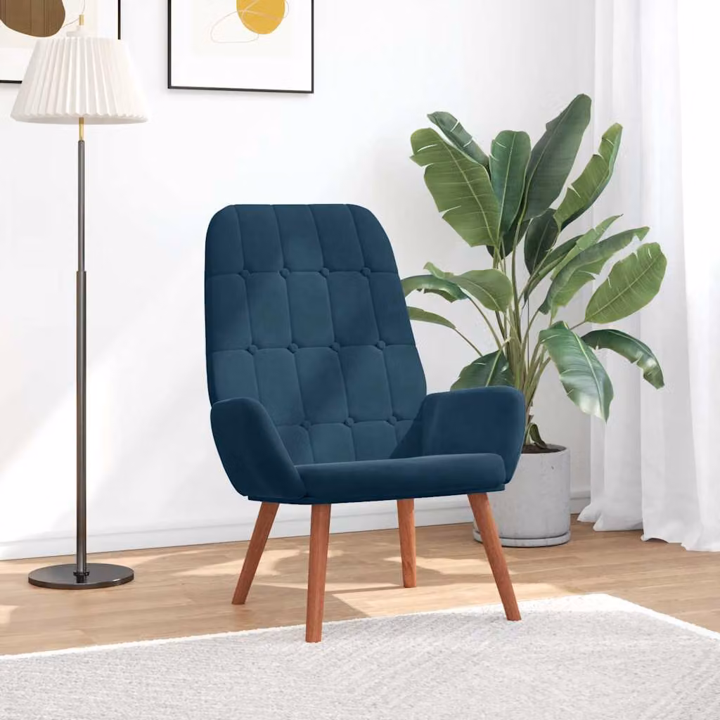 vidaXL Poltrona Relax Recliner in Velluto Blu con Braccioli