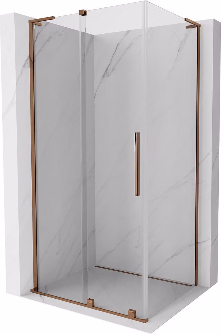 Mexen Velar L cabina doccia scorrevole 100 x 70 cm, trasparente, oro rosa - 871-100-070-03-60