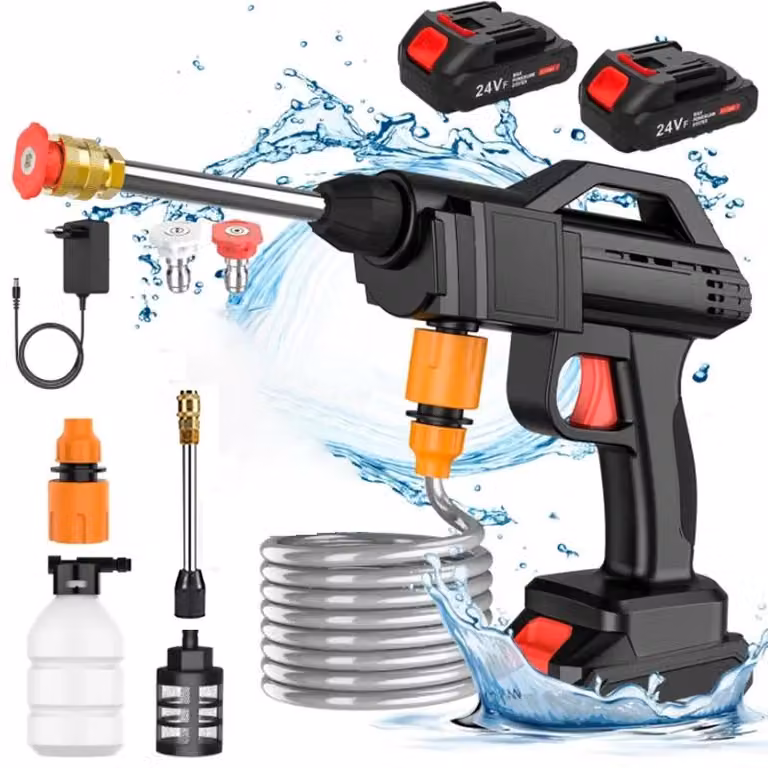 Idropulitrice senza fili - Pistola a spruzzo ad alta pressione elettrica - Generatore di schiuma - Compatibile con batteria Makita da 18V - Include 2 batterie - Dispositivo portatile