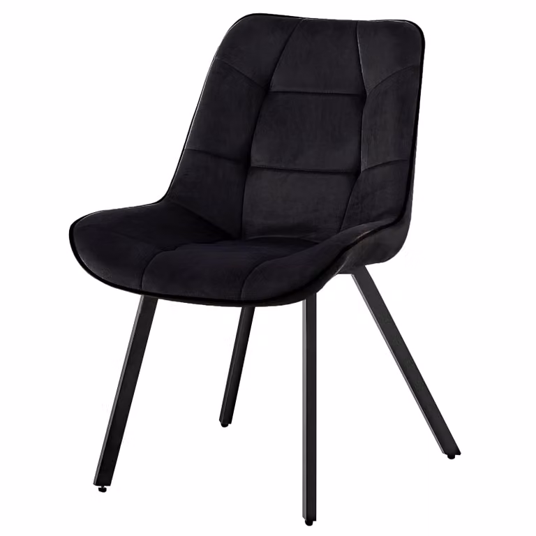 Sedie in velluto Sedie in tessuto Sedie imbottite Sedie da sala da pranzo Sedie da cucina in velluto Gambe in metallo , Colore:Nero;Quantità:1 pz.