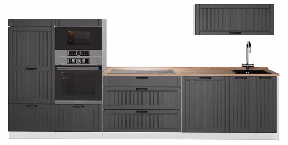 Cucina componibile Vicco Fame-Line Grigio scuro/Bianco 340 cm, PL Rovere, Model 64531