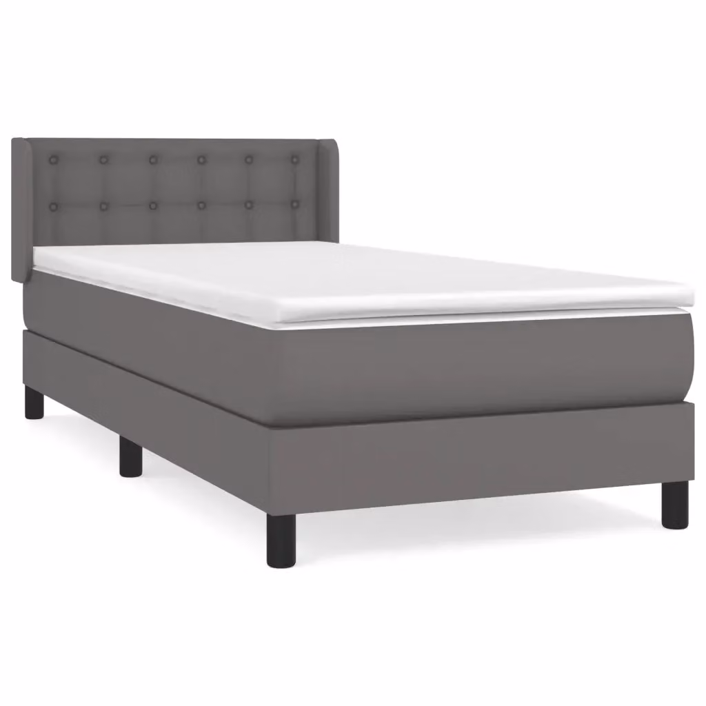 vidaXL Giroletto a Molle con Materasso in Similpelle Grigio e Bianco, L/P/H: 100 x 200 x 88 cm – 2