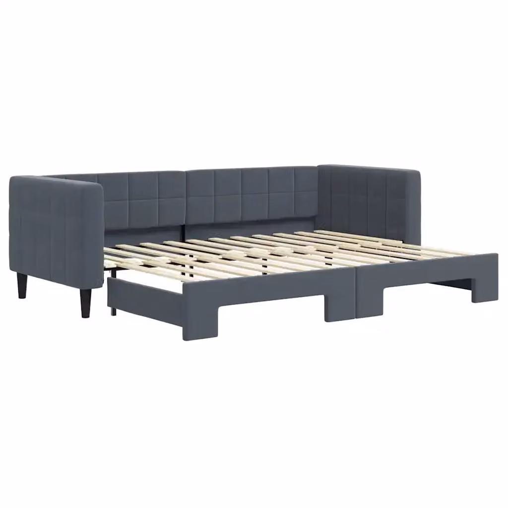 Divano Letto con Letto Estraibile vidaXL in Velluto Grigio per Soggiorno e Camera da Letto L: 223 cm, P: 90 cm, H: 68 cm, Letto: 80 x 200 cm – 2