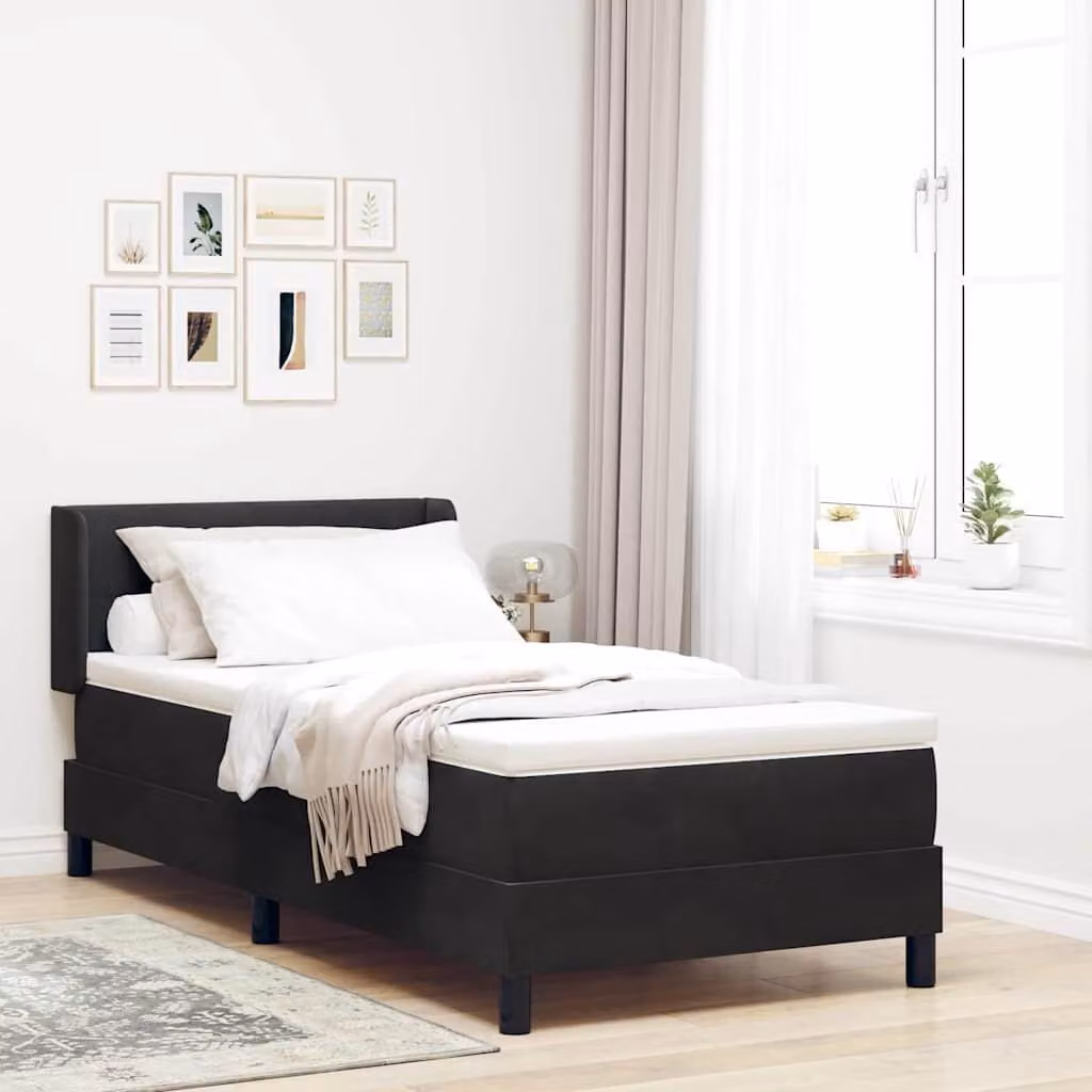 Maison Exclusive - Letto boxspring con testiera, nero, 200 x 90 cm, velluto