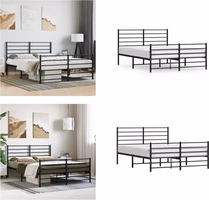 vidaXL Giroletto con testiera e pediera in metallo nero 140x200 cm - Giroletto - Cornici per letti - Giroletto - Letto