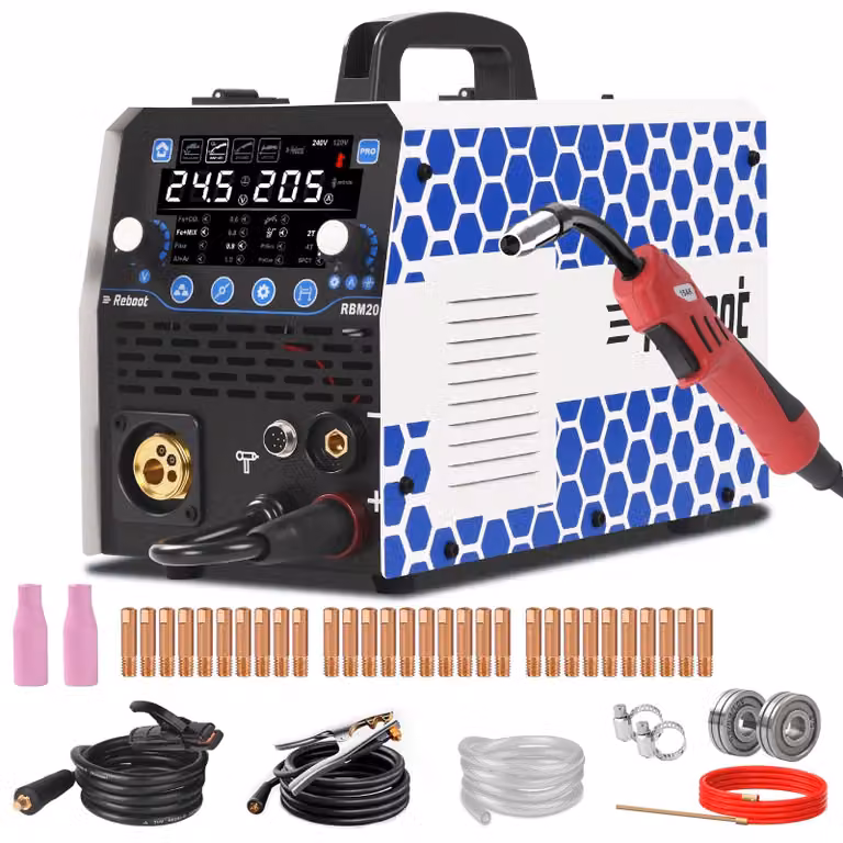 Saldatrice MIG/MAG 205 A 8-in-1 IGBT, tecnologia Synergie - Multiprocesso - Adatta per acciaio e alluminio