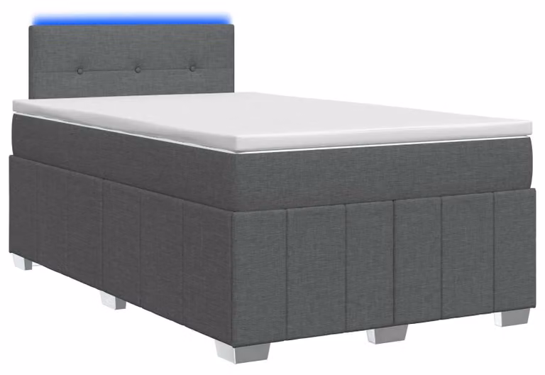 Letto a molle con materasso grigio scuro 120 x 190 cm in tessuto