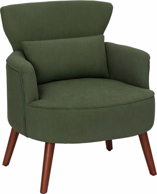Poltrona Moderna HOMCOM in Velluto Verde con Schienale e Gambe in Legno e Braccioli – 1