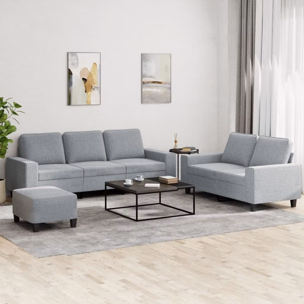 Maison Exclusive - Set divano 3 pezzi in tessuto grigio chiaro
