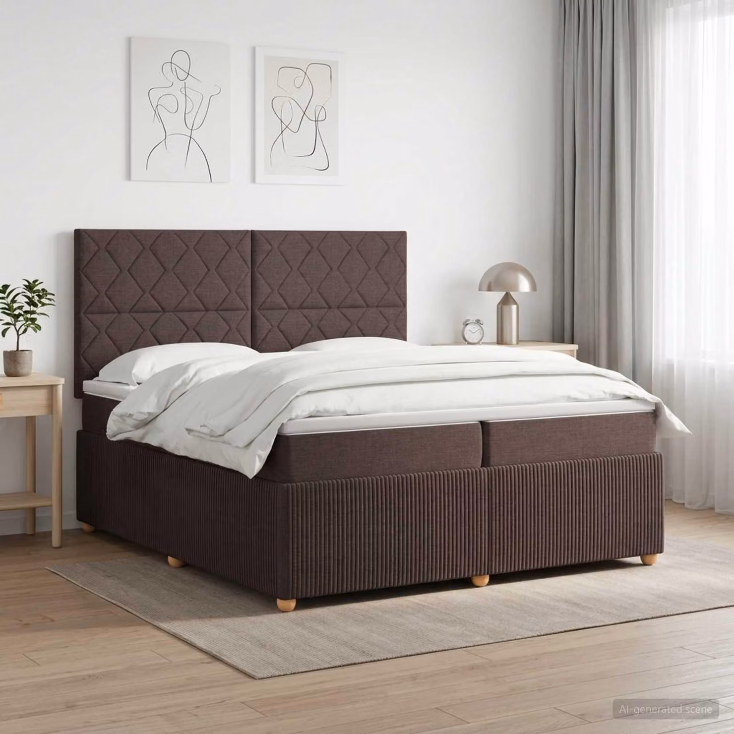 Maison Exclusive - Letto boxspring con materasso marrone scuro 200 x 200 cm Tessuto