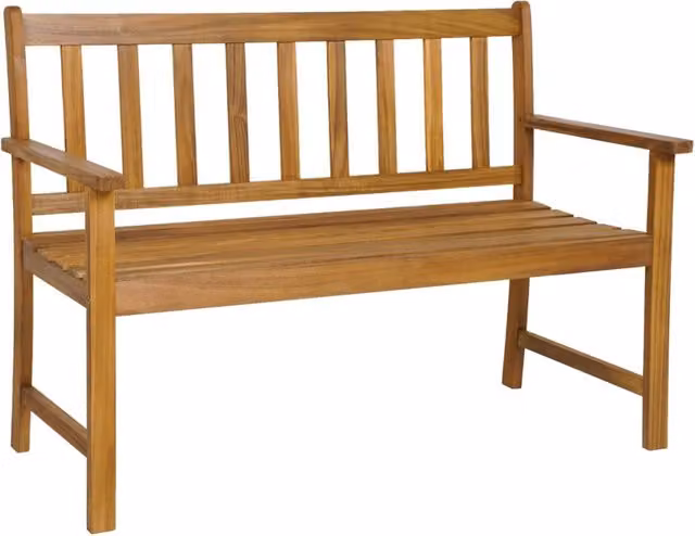 Panchina da esterno a 2 posti con sedile a doghe braccioli e schienale, Panca per veranda giardino 122x56,5x86cm-Panchine
