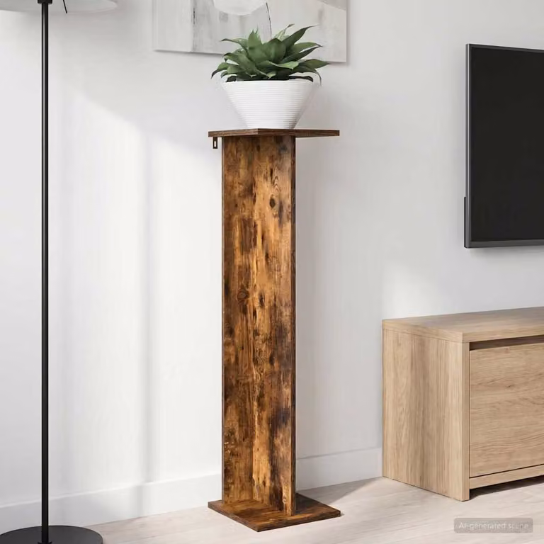 Set di 2 supporti per piante vidaXL in legno MDF color rovere fumo, L/P/H: 25 x 25,5 x 100,5 cm