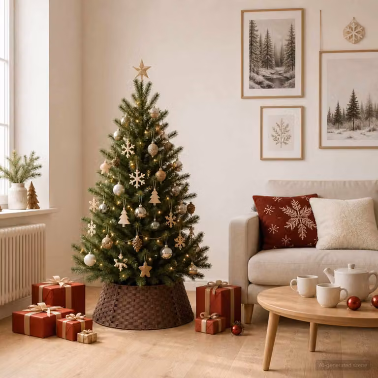 vidaXL Collare per Albero di Natale Rotondo Marrone Scuro Ø 45 x 22 cm