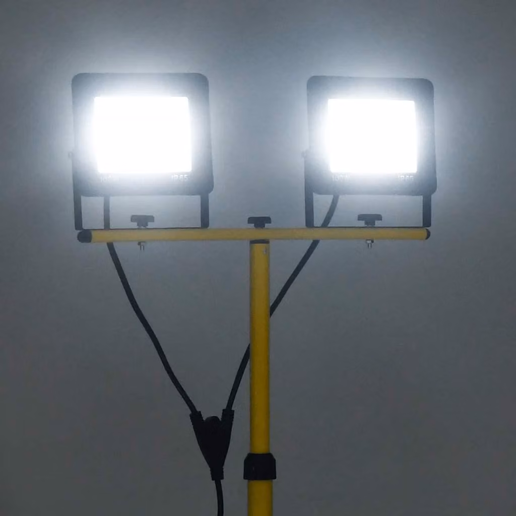 vidaXL Proiettore LED con stativo 2x100 W bianco freddo