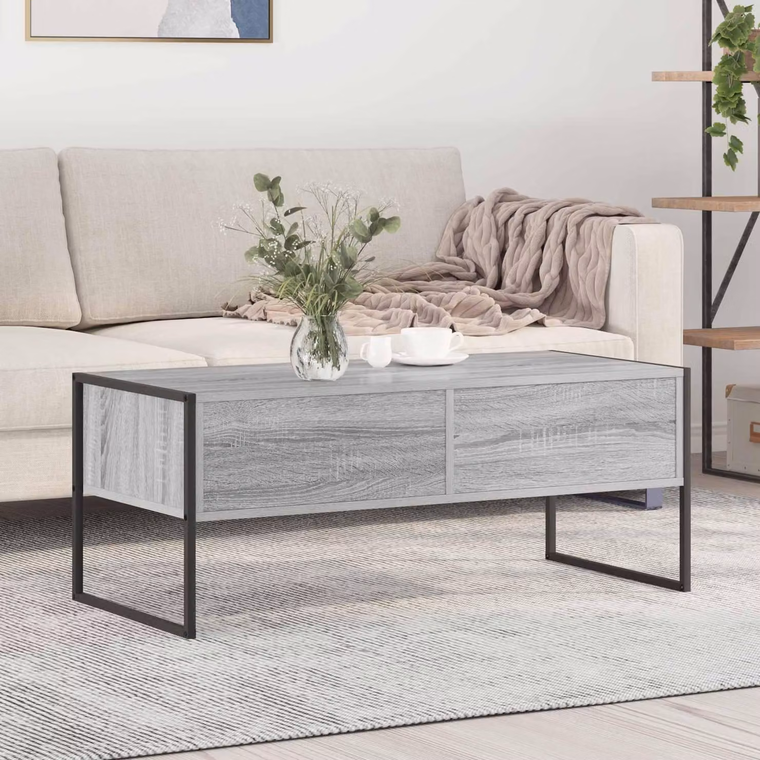 Maison Exclusive - Tavolino Sonoma grigio, 100 x 46 x 40 cm, realizzato in legno composito