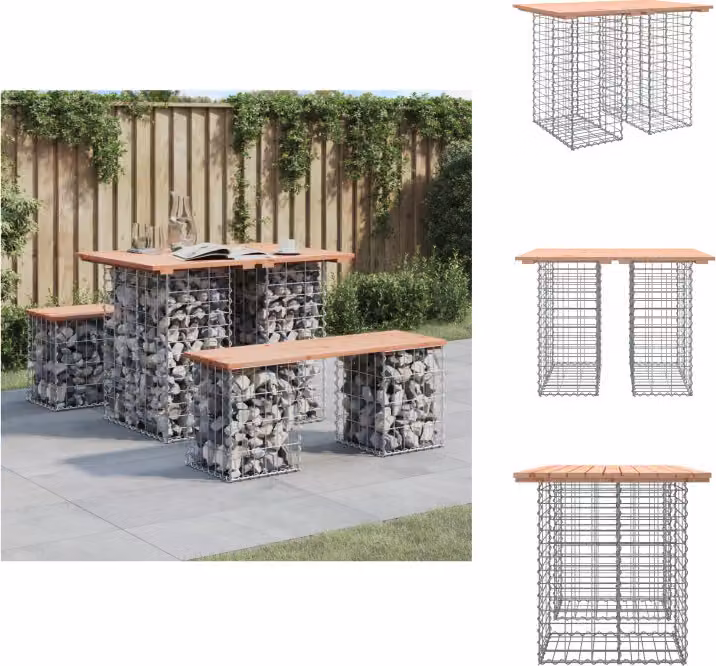 vidaXL Panchina da giardino in gabbione 100x70x72 cm in legno massiccio di abete Douglas - Panchine da giardino