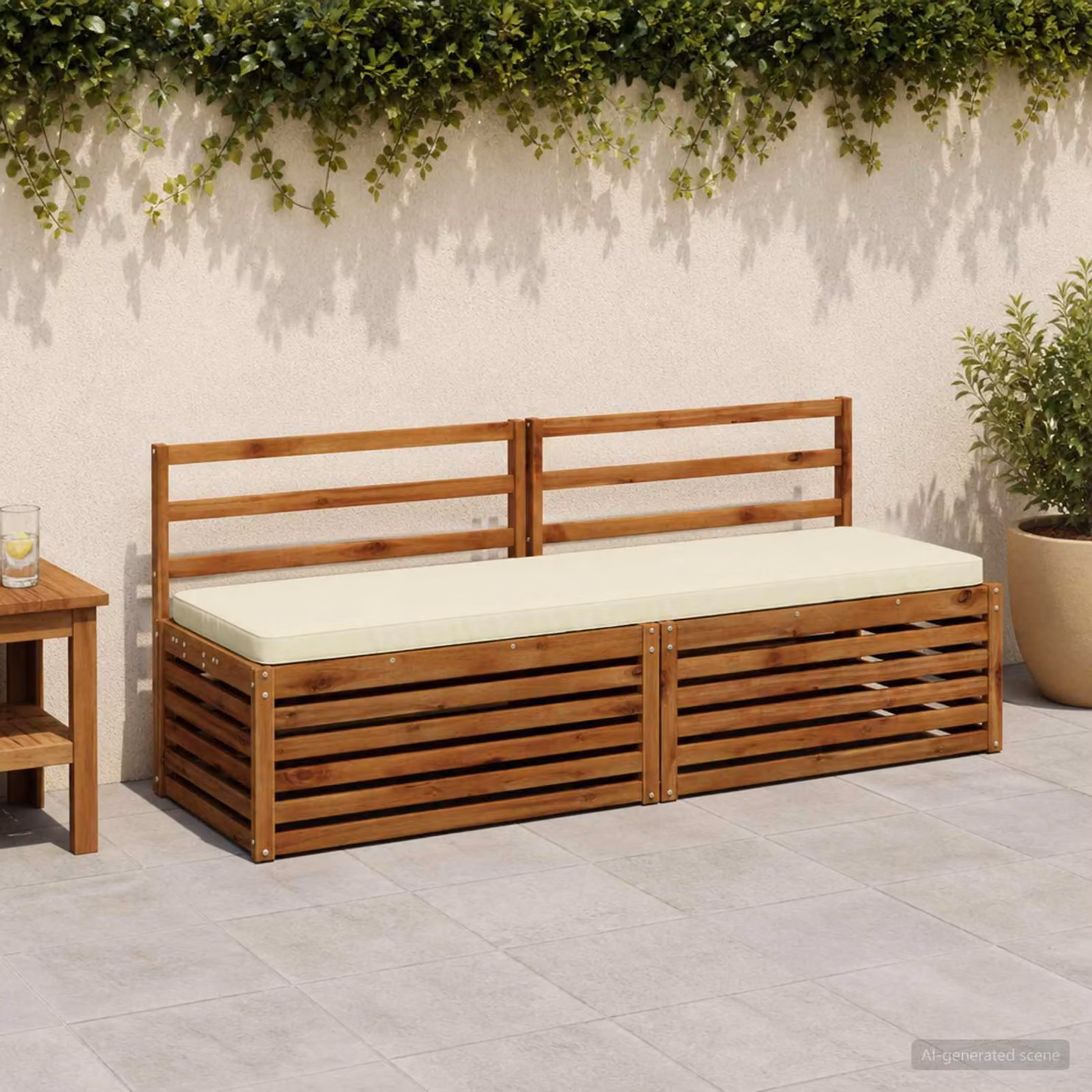 Set di 2 cuscini per panchina vidaXL VUGHT in poliestere beige con rivestimento rimovibile e resistente ai raggi UV