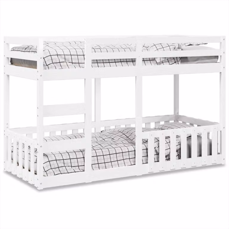 vidaXL Letto a Castello per Bambini in Legno Massello di Pino Bianco L/P/H: 90 x 190 x 195,5 cm