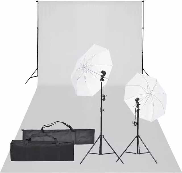 Kit per studio fotografico con illuminazione e fondale nero e bianco Senza Marca