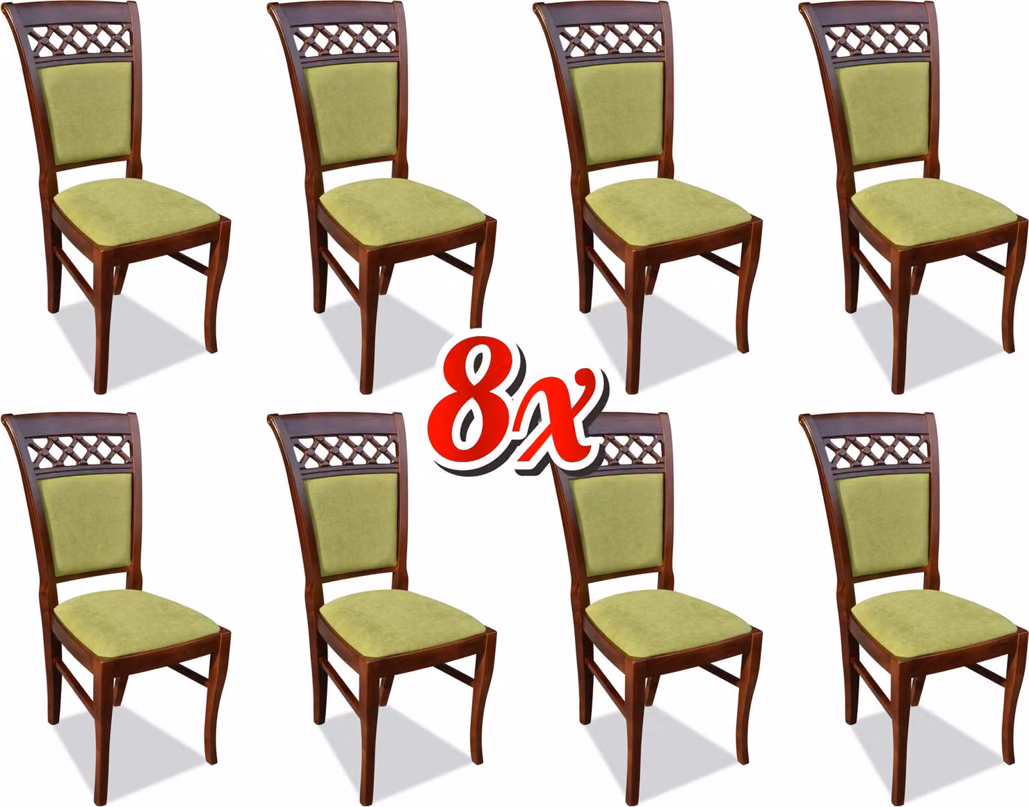 Stuhl 8x Esszimmer Polsterstuhl Lounge Textil Sitz Sessel Set Club Fernseh