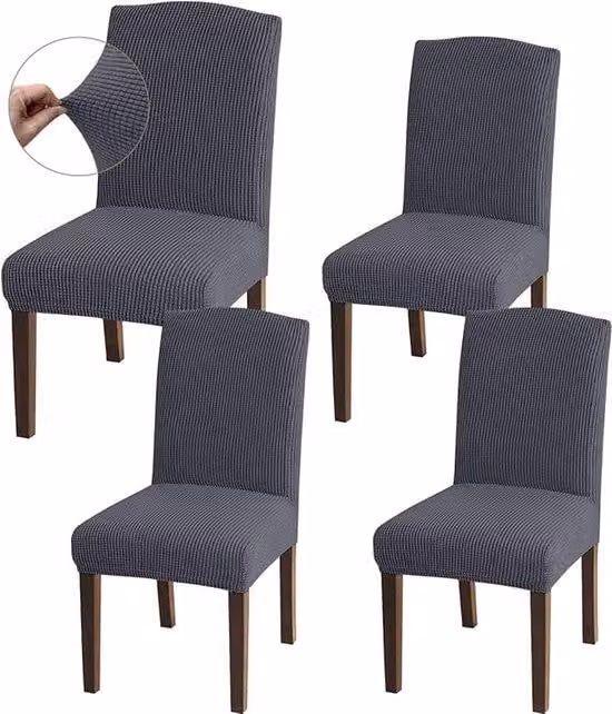Sedie versatili, tessuto jacquard, sfoderabili, perda pranzo, cucine, ristoranti e hotel (set da 4, grigio)