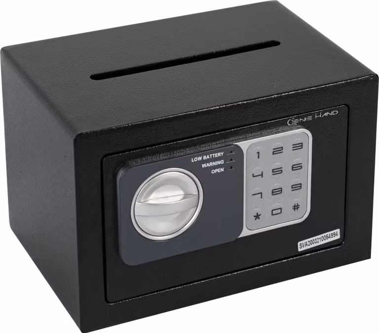 Cassaforte elettronica con combinazione, capacità 3,5 kg, Acciaio al carbonio, colore nero, da fissare a parete