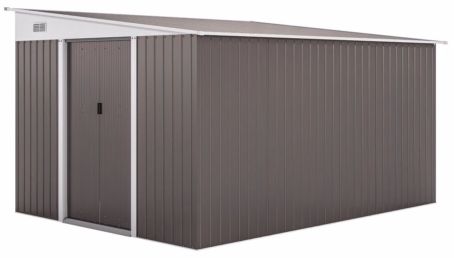 Moonbite, capanno da giardino in acciaio, 8,9 m², con tetto a falda, porta scorrevole a due ante, prese d'aria e ingresso con serratura. Dimensione: 280 x 345 x 201 cm. Colore: grigio