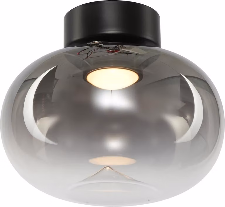 Moderna lampada da soffitto per soggiorno o camera da letto, paralume in vetro fumé nero, colore caldo, LED 4W VASO Milagro