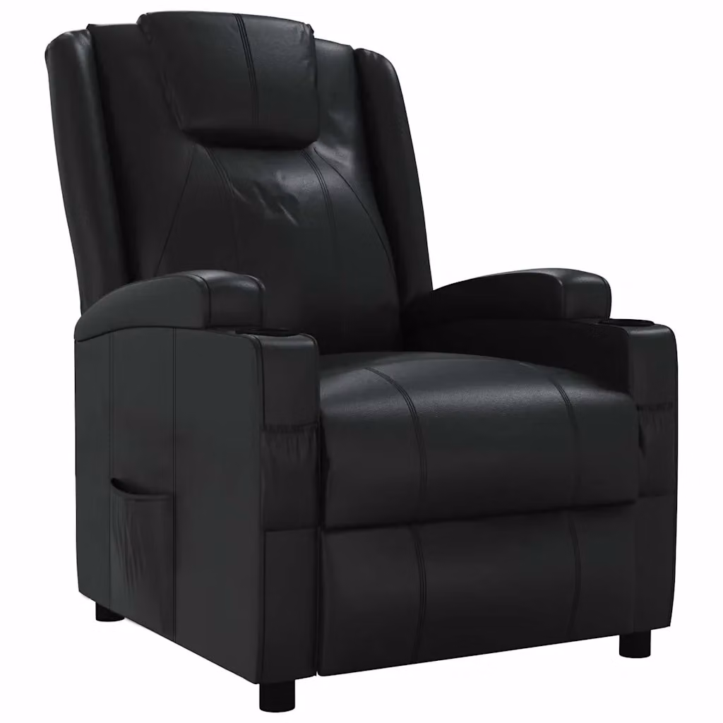 Poltrona Reclinabile Relax vidaXL in Similpelle Nera con Braccioli e Regolazione Manuale – 2
