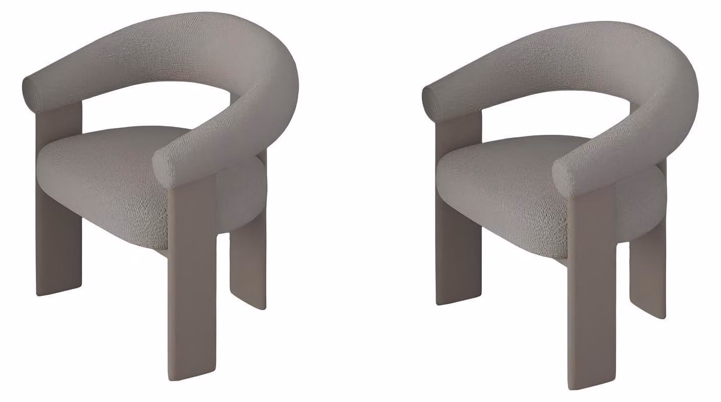 Set di sedie per tavolo da pranzo, stile moderno, colore beige, struttura in legno, design elegante