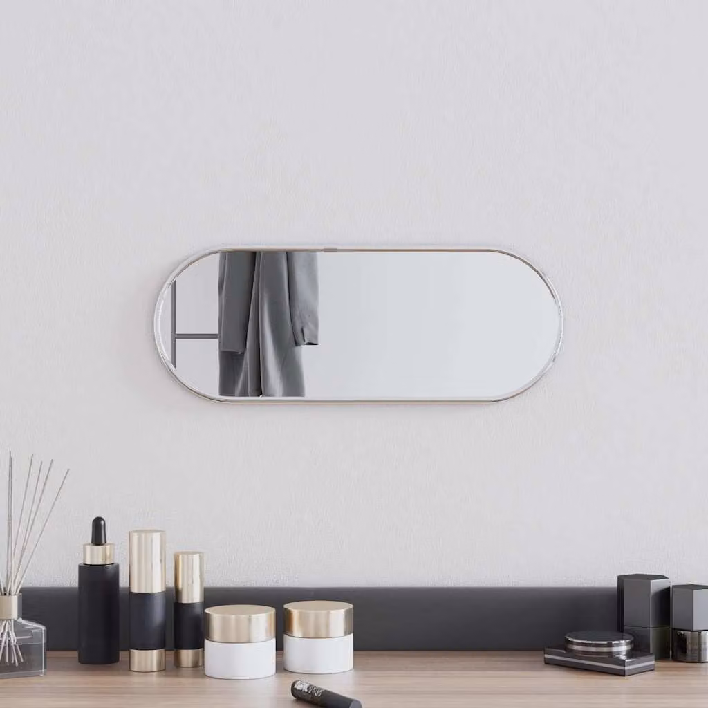Specchio da parete ovale vidaXL Argento L: 40 cm, H: 15 cm