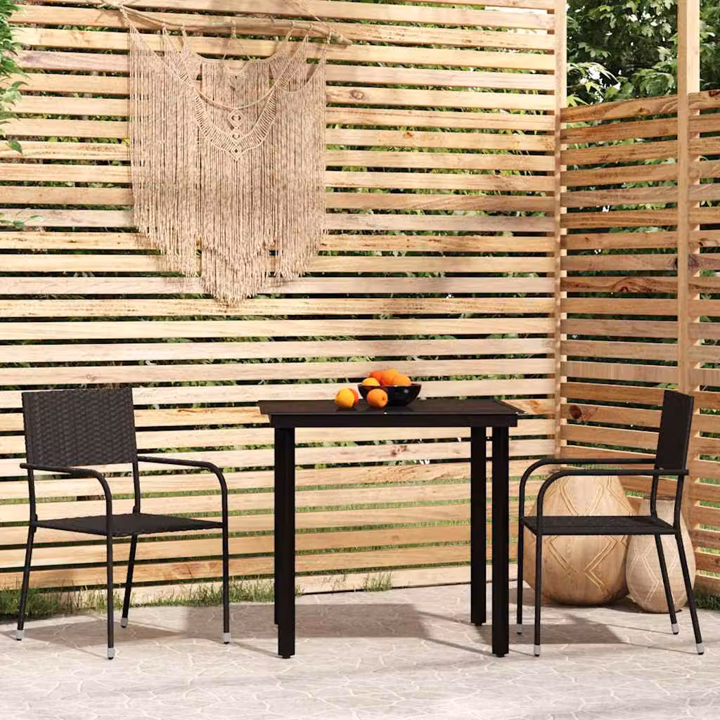 vidaXL Set Mobili da Pranzo per Giardino 3 pz Nero